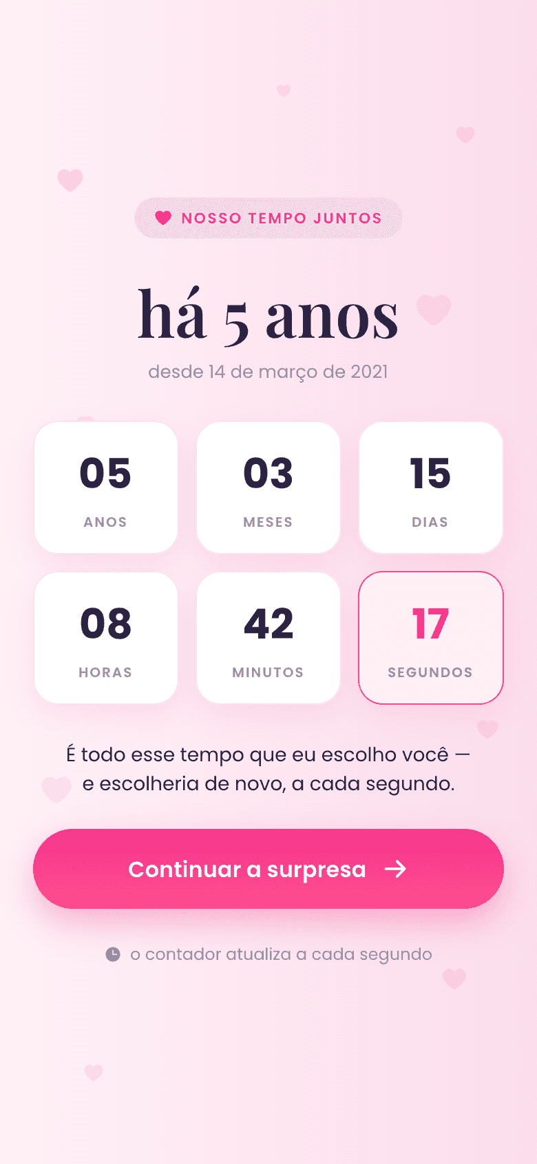 Contador de tempo do presente