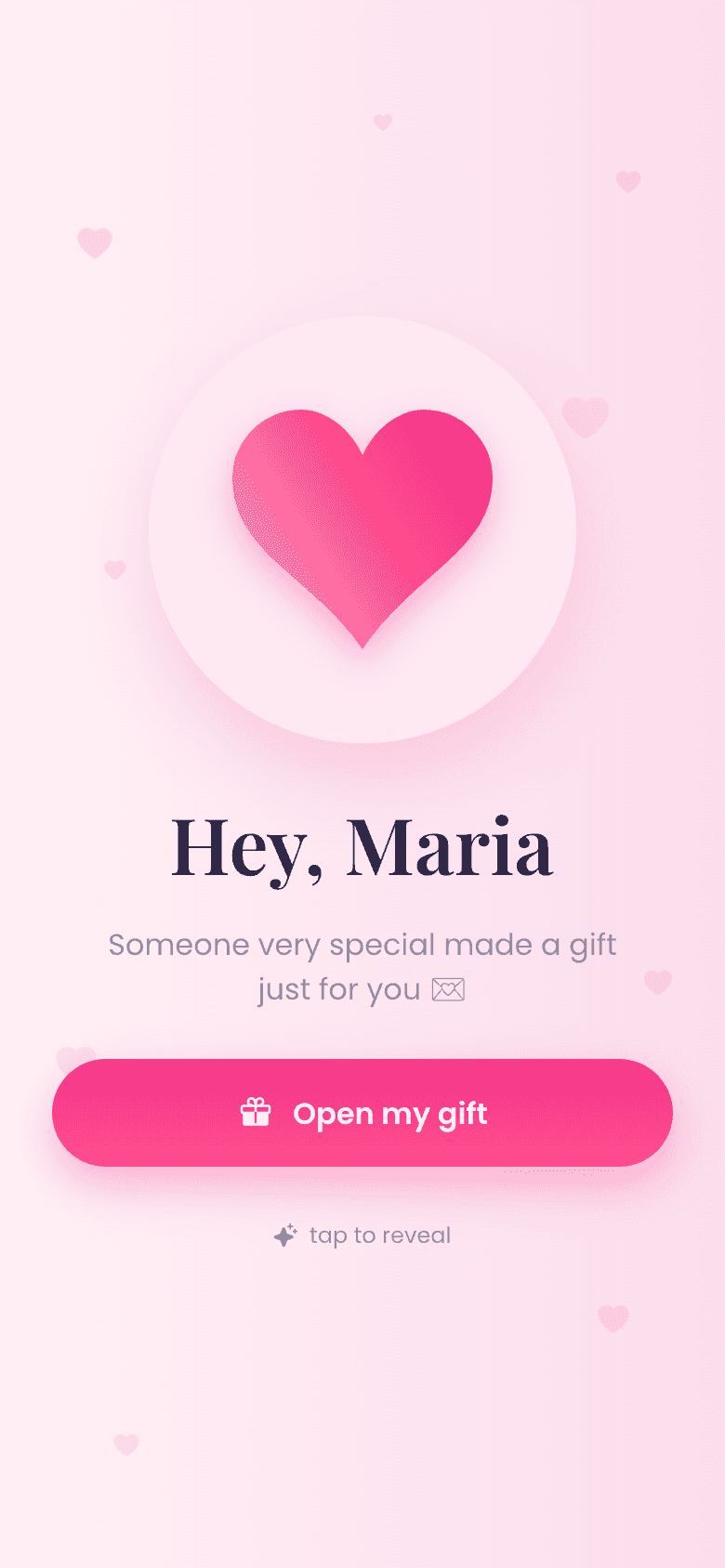 Opening screen of the demo experience for Maria