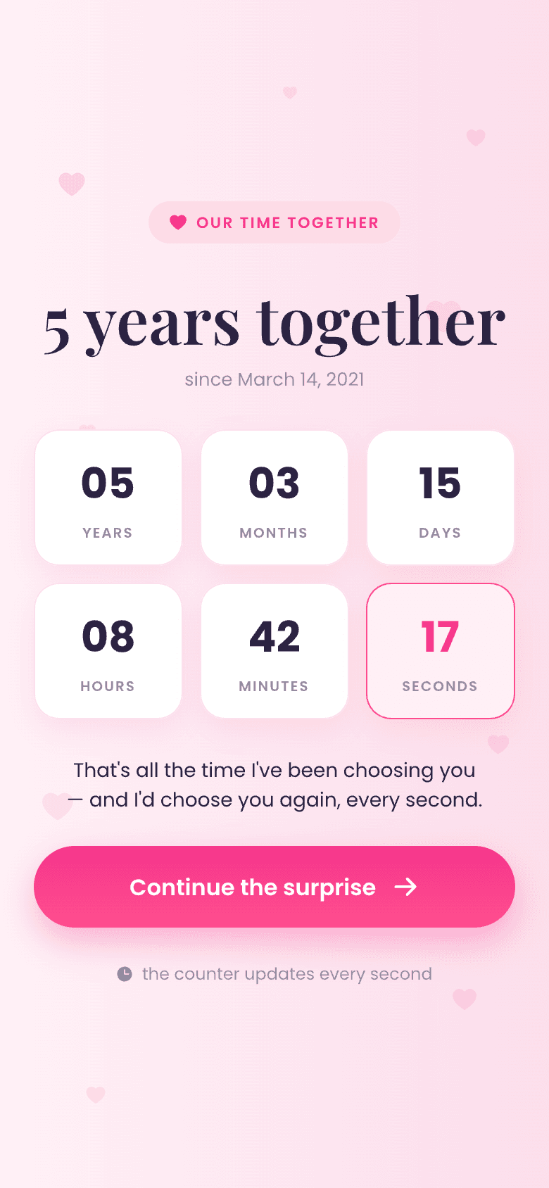 Gift countdown timer